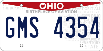OH license plate GMS4354