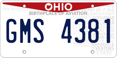 OH license plate GMS4381