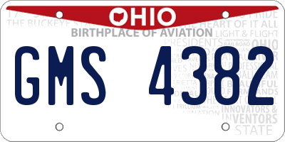 OH license plate GMS4382