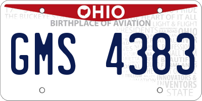 OH license plate GMS4383