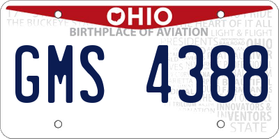 OH license plate GMS4388