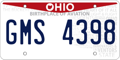 OH license plate GMS4398