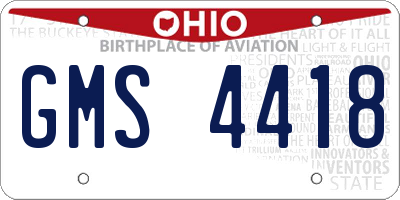 OH license plate GMS4418