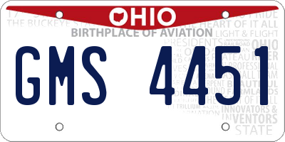 OH license plate GMS4451