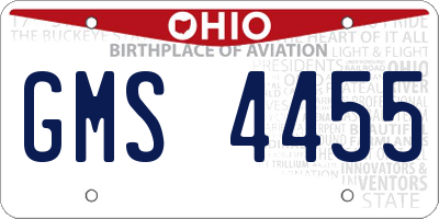 OH license plate GMS4455