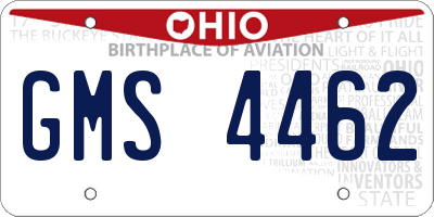 OH license plate GMS4462