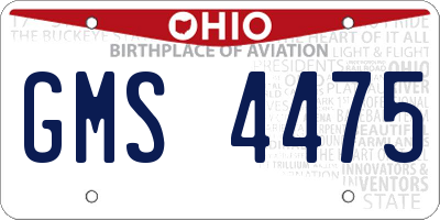 OH license plate GMS4475