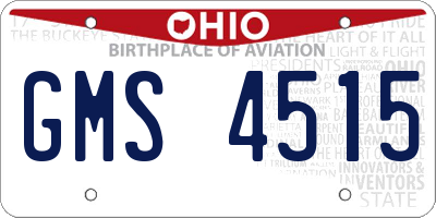 OH license plate GMS4515