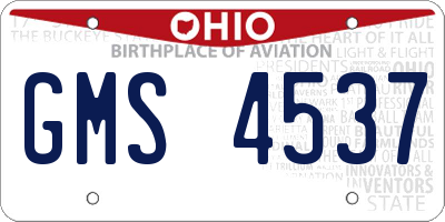 OH license plate GMS4537