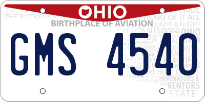 OH license plate GMS4540