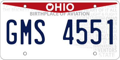 OH license plate GMS4551