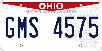 OH license plate GMS4575