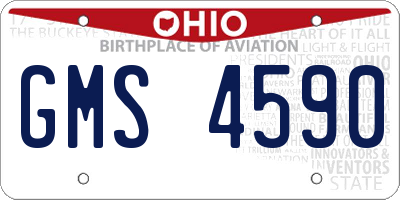 OH license plate GMS4590