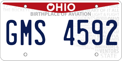 OH license plate GMS4592