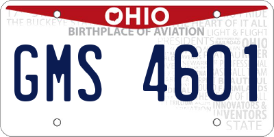 OH license plate GMS4601