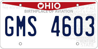 OH license plate GMS4603