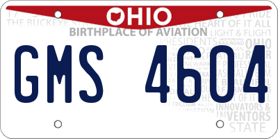 OH license plate GMS4604