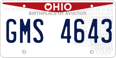 OH license plate GMS4643