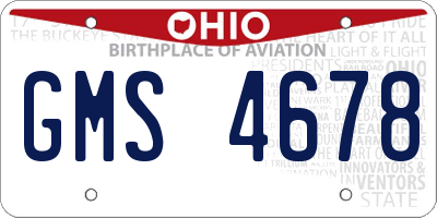 OH license plate GMS4678