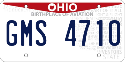 OH license plate GMS4710
