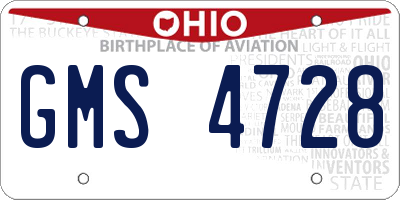 OH license plate GMS4728