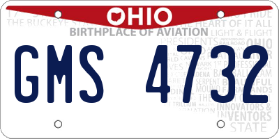 OH license plate GMS4732