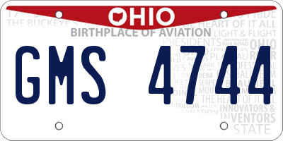 OH license plate GMS4744
