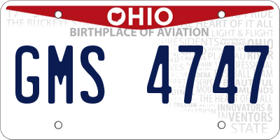 OH license plate GMS4747