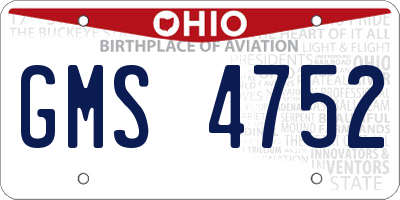 OH license plate GMS4752