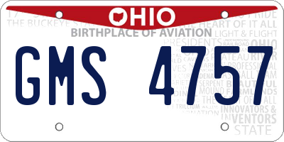 OH license plate GMS4757