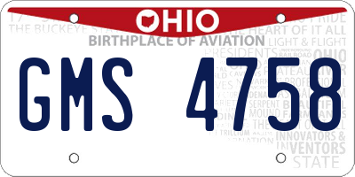 OH license plate GMS4758