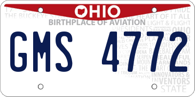 OH license plate GMS4772