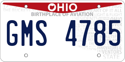 OH license plate GMS4785