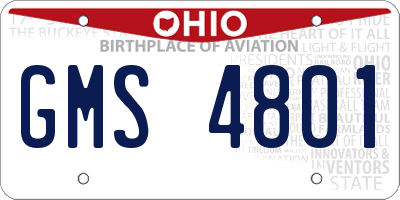 OH license plate GMS4801