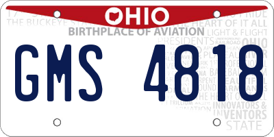 OH license plate GMS4818