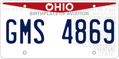 OH license plate GMS4869