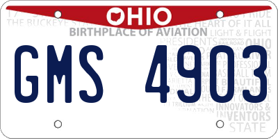 OH license plate GMS4903