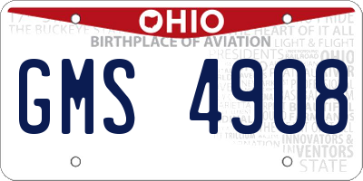 OH license plate GMS4908