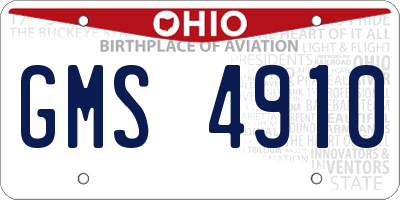 OH license plate GMS4910