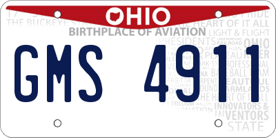 OH license plate GMS4911