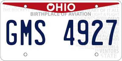 OH license plate GMS4927