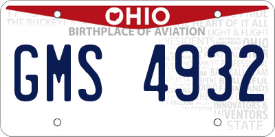 OH license plate GMS4932