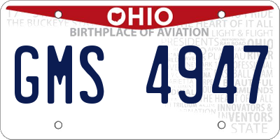 OH license plate GMS4947
