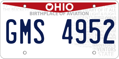 OH license plate GMS4952