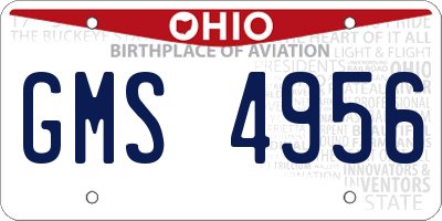 OH license plate GMS4956