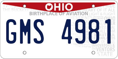 OH license plate GMS4981