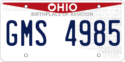 OH license plate GMS4985
