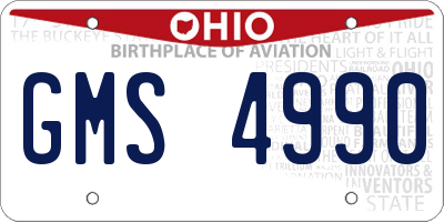 OH license plate GMS4990