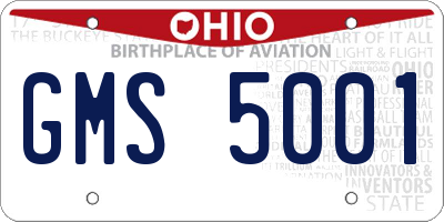 OH license plate GMS5001
