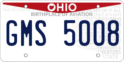 OH license plate GMS5008